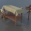 Game props simple shed target shield road signs props benches a group of props low face number low model simple model game sub-era film and television level 3d model