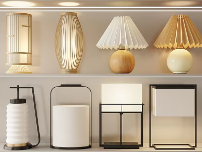 Various Modern Table Lamps With Different Design Styles And Decorative Shapes 3d model