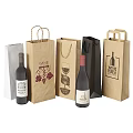 Assorted Wine Paper Bags With Grape Wine Glass Art And Wine Bottles