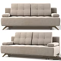 Beige Tufted Fabric Sofa With Modern Design Armrests And Metal Legs