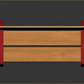 Modern Stylish Dining Chair With Red Frame Wooden Seat And Reflective Surface On Dark Background