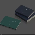 Dark Green and Navy Blue Books with Intricate Cover Patterns Stacked Together