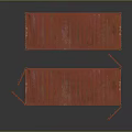 Two Red Shipping Containers With One Open Door And OCEAN AV Label