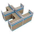 Modern Office Work Desks With Various Layouts And Wooden Partition Design