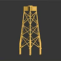 Yellow Industrial Equipment With Steel Frame Support Tower And Stable Base Structure 3d model