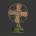 Retro Style Computer Cooling Fan With Copper Blades Metal Mesh And Green Base
