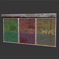 Rusty Blue Red Roller Shutter With Colorful Graffiti And Worn Surface