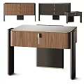 Modern Bedside Table With Walnut Wood Drawer And Metal Legs Design