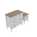 Simple Modern White Bedside Table With Two Drawers And Wooden Top