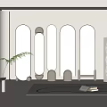 Modern mirror cream full-length mirror 3d model