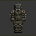 Detailed Futuristic Armored Astronaut Character In Tactical Mechanical Suit With Helmet