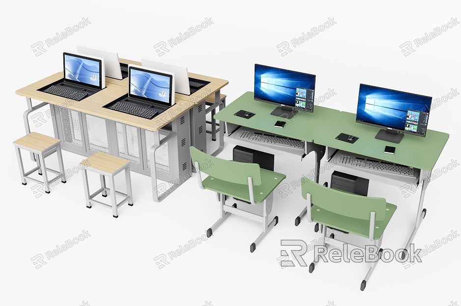 Modern computer desk and chair model