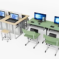 Modern computer desk and chair 3d model