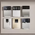 Stylish Modern Kitchen Appliances With Digital Displays Different Colors And Wall Mounted Design 3d model