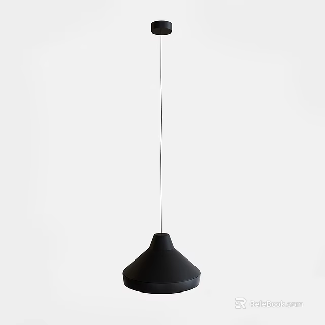 Modern Black Pendant Light With Conical Shade And Single Cable For Minimalist Interior 3d model