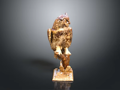 Artistic Owl Sculpture Perched On Branch With Square Base Decoration 3d model