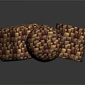 Decorative Geometric Sculptures With Wooden Block Patterns Cube And Sphere Shapes Brown Yellow Textured Surfaces
