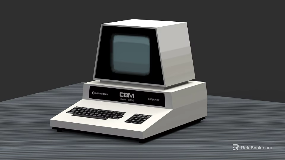 Vintage CBM Computer With Monitor Keyboard And Classic Retro Design 3d model 