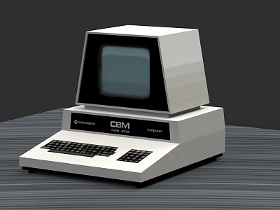 Vintage CBM Computer With Monitor Keyboard And Classic Retro Design 3d model