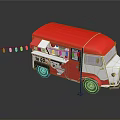 Taco Food Truck With Red Roof White Body And Decorative Red Lanterns