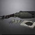 Vintage Leather Wrapped Cannon With Metal Balls Wooden Plugs And Gunpowder On Paper
