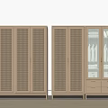 Modern Wooden Wardrobe With Lattice Doors Glass Panels And Drawer Storage Units