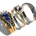 Luxury Rings With Blue Sapphire Diamond Accents Gold Silver Bands And Detailed Inlays