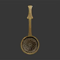 Elegant Vintage Brass Household Container With Decorative Pattern And Long Handle 3d model