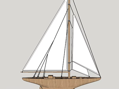 Wooden Sailboat Model Decorative Ornament Set For Home Interior 3d model