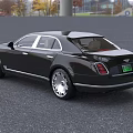 Black Bentley Luxury Sedan with Chrome Grille Headlights and Light Beige Leather Seats Interior