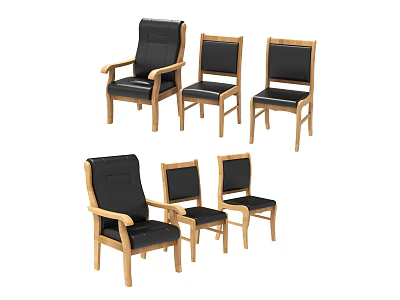Leisure Chairs Featuring Wooden Frame And Black Upholstered Seat Backrest Design 3d model