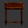 Wooden Side Table with Two Tier Design Smooth Mahogany Colored Tabletop and Decorative Cylindrical Legs