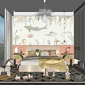 Children's Bedroom Interior Design With Sea Creature Wallpaper Yellow Blanket Rocking Horse And Area Rug