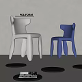 Poliform Modern Accent Chairs In Silver And Blue With Unique Leg Design