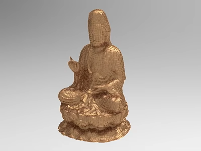 Golden Buddha Decorative Ornament Set With Lotus Base And Mesh Design 3d model
