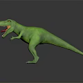 Green T Rex Dinosaur 3D Model With Open Mouth And Sharp Teeth 3d model