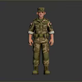 3D Rendered Military Soldier Figure In Camouflage Uniform With Cap And Boots