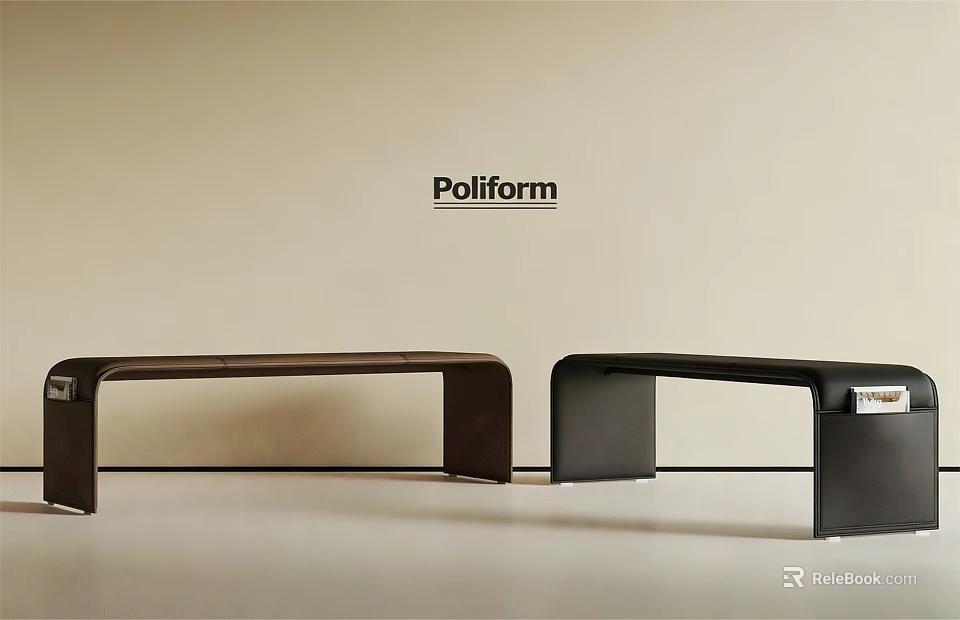 Poliform Modern Bed Bench With Curved Structure And Two Tone Design 3d model 