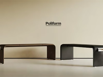Poliform Modern Bed Bench With Curved Structure And Two Tone Design 3d model