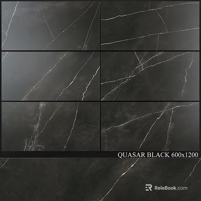 Quasar Black 600x1200 Marble Texture Floor And Wall Tile For Interior 3d model 