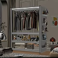 White Multi tiered Clothes Rack With Hanging Clothes Storage Boxes And Toys In Bedroom