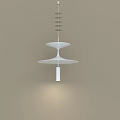 Modern Circular Chandelier With White Ring Design And Copper Pendant Lighting 3d model