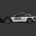 Sporty Black And White Police Car With Roof Lights Rear Spoiler And Decals