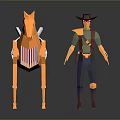 Orange Toy Horse And Cowboy Hat Figure With 3D Design For Home Decoration