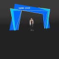 Modern Blue Archway With Game Over Text And Person Standing Under