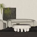 Quiet sofa tea table combination multi-person sofa tea table combination 3d model