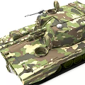 Military Camouflage Tank With Turret Gun Barrel Tracks And Armor Details