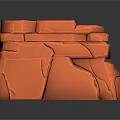 Orange Cracked Rock Scene Component 3D Model With Stacked Layers And Textures 3d model
