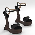 Black Sandals Featuring Wooden Heel Sole And Modern Unique Strap Design