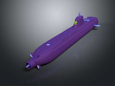 Purple Submarine 3D Model Design With Modern Features And Smooth Surface 3d model